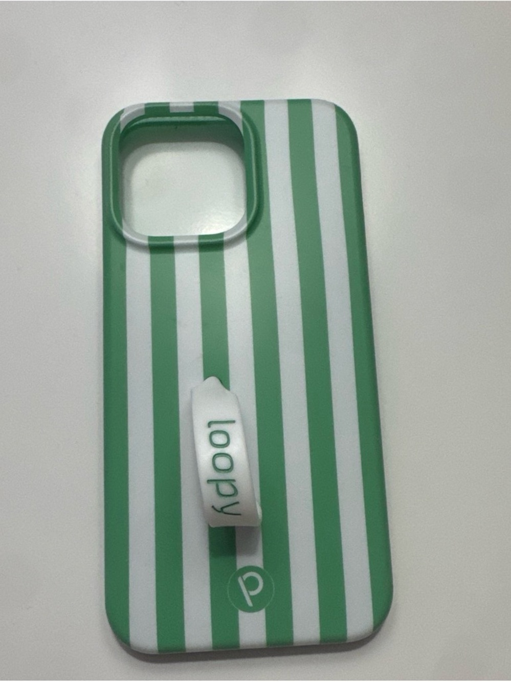 IPhone 15 Promax Loopy Case Green and White Striped